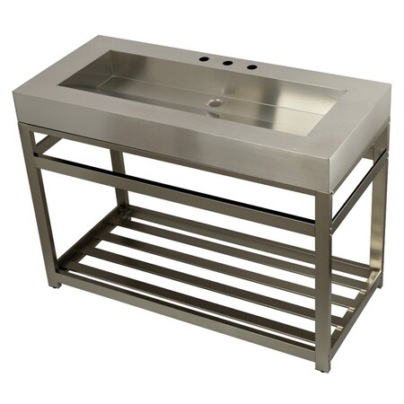 Fauceture KVSP4922A8 49" Stainless Steel Sink W/ Steel Console Sink Base, Nickel KVSP4922A8